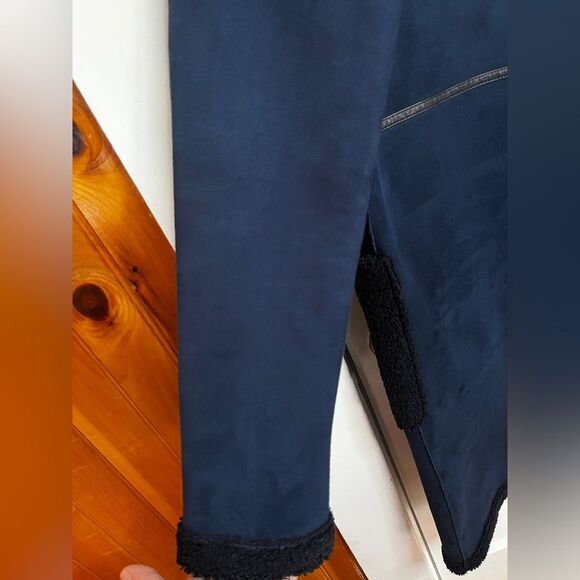 Zara Blue Faux Suede Shearling OVERCOAT Jacket Teddy Coat Long Size XS - Picture 5 of 12